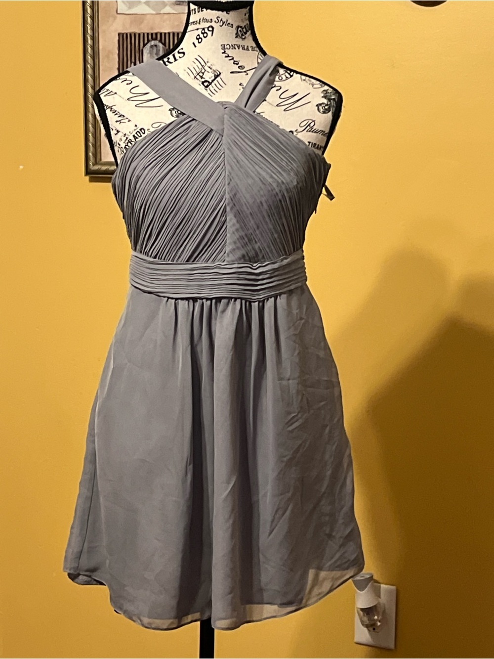 Tevolio Grey  Pleated Chiffon Dress size  2